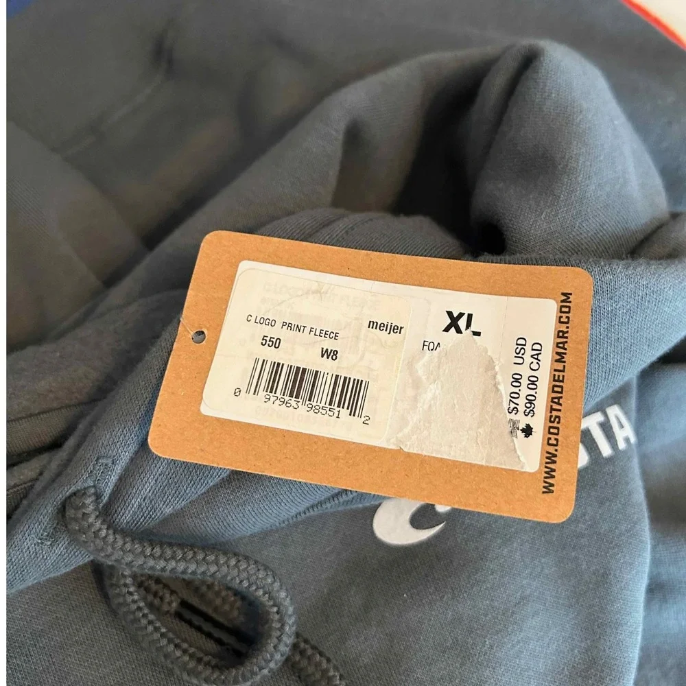 Costa Pullover Hoodie Sweatshirt Pocket Blue Mens Size XL - Picture 12 of 13